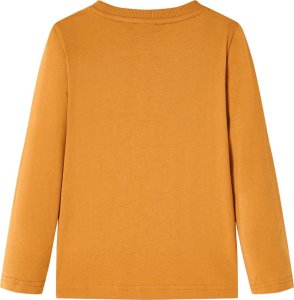 vidaXL Koszulka dziecięca z długimi rękawami, nadruk auta, ciemna ochra, 104 2