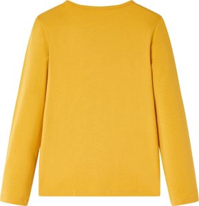 vidaXL Koszulka dziecięca z długimi rękawami, z kwiatkami, ciemna ochra, 104 2