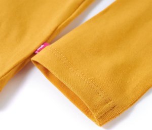 vidaXL Koszulka dziecięca z długimi rękawami, z kwiatkami, ciemna ochra, 104 5