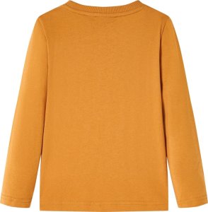 vidaXL Koszulka dziecięca z długimi rękawami, nadruk auta, ciemna ochra, 116 2