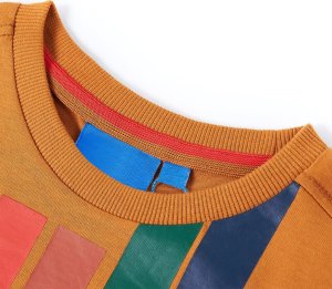 vidaXL Koszulka dziecięca z długimi rękawami, nadruk auta, ciemna ochra, 116 3