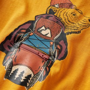 vidaXL Koszulka dziecięca z długimi rękawami, nadruk misia, ochra, 104 4