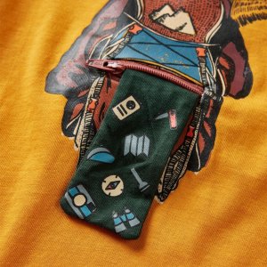 vidaXL Koszulka dziecięca z długimi rękawami, nadruk misia, ochra, 104 5