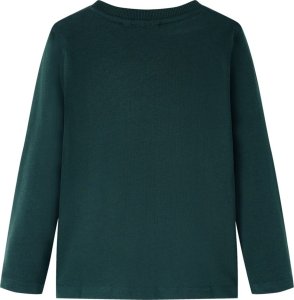 vidaXL Koszulka dziecięca z długimi rękawami, z autem, ciemna zieleń, 116 2