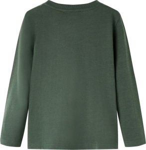 vidaXL Koszulka dziecięca z długimi rękawami, z autem, ciemna zieleń, 116 2