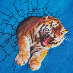 vidaXL Koszulka dziecięca z długimi rękawami, z tygrysem, kobaltowa, 116 4