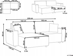 Beliani Narożnik prawostronny rozkładany z pojemnikiem beżowy KARILA 3