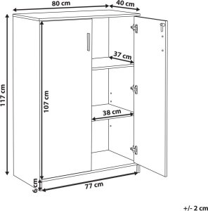 Beliani Szafka biurowa dwudrzwiowa 117 cm jasne drewno z czarnym ZEHNA 8