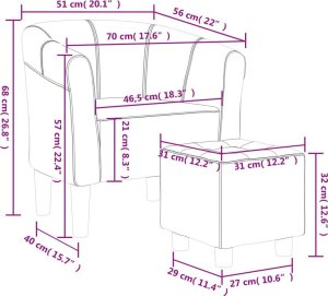 vidaXL Fotel klubowy z podnóżkiem, ciemnoszary, obity aksamitem 8