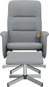 vidaXL Rozkładany fotel masujący z podnóżkiem, jasnoszary, tkanina 3
