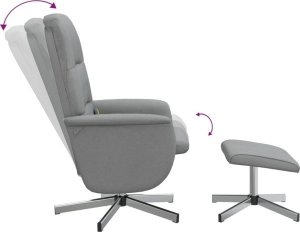 vidaXL Rozkładany fotel masujący z podnóżkiem, jasnoszary, tkanina 6