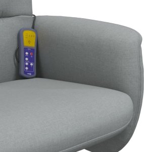 vidaXL Rozkładany fotel masujący z podnóżkiem, jasnoszary, tkanina 7