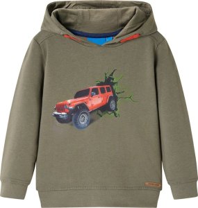 vidaXL Bluza dziecięca z kapturem, z nadrukiem terenówki, khaki, 92 Lumarko! Lumarko! 1