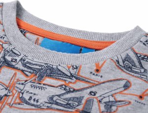 vidaXL Bluza dziecięca z nadrukiem samolotów, szary melanż, 128 3