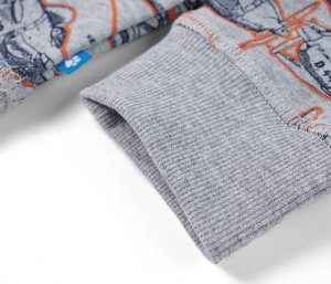 vidaXL Bluza dziecięca z nadrukiem samolotów, szary melanż, 128 5