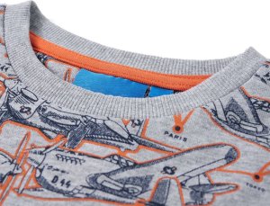 vidaXL Bluza dziecięca z nadrukiem samolotów, szary melanż, 116 3