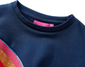 vidaXL Bluza dziecięca, nadruk tęczy, granatowa, 104 3