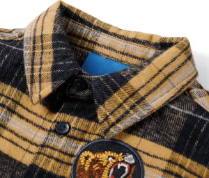 vidaXL Dziecięca koszula w kratę, żółto-czarna, 104 3