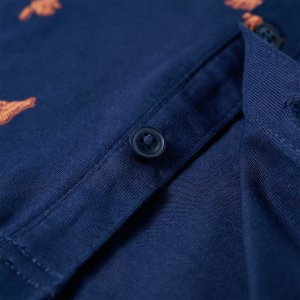 vidaXL Koszula dziecięca ze wzorem w pieski, granatowa, 104 5