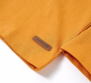 vidaXL Koszulka dziecięca z długimi rękawami, nadruk z motorem, ochrowy, 104 5