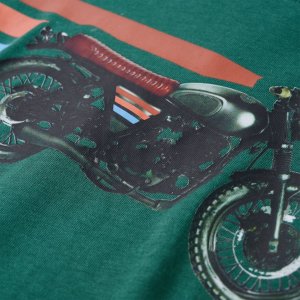 vidaXL Koszulka dziecięca z długimi rękawami, nadruk z motorem, zielona, 128 4