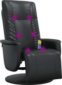 vidaXL Rozkładany fotel masujący z podnóżkiem, czarny, sztuczna skóra 7