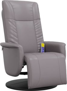vidaXL Rozkładany fotel masujący z podnóżkiem, szary, sztuczna skóra 2