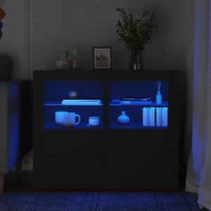 vidaXL vidaXL Szafki z LED, 2 szt., czarne, materiał drewnopochodny 1