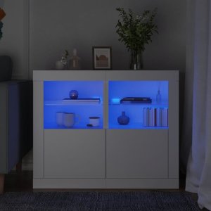 vidaXL vidaXL Szafki z LED, 2 szt., białe, materiał drewnopochodny 1