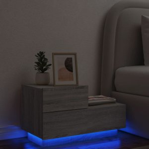 vidaXL vidaXL Szafka nocna z LED, szary dąb sonoma, 70x36x40,5 cm 1