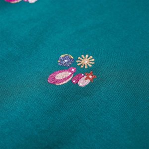 vidaXL Bluza dziecięca z brokatowym nadrukiem, ciemnozielona, 104 4