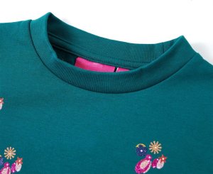 vidaXL Bluza dziecięca z brokatowym nadrukiem, ciemnozielona, 116 3