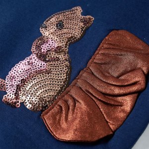vidaXL Bluza dziecięca z wiewiórkami z cekinów, granatowa, 104 4