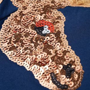 vidaXL Bluza dziecięca z żyrafą z cekinów, granatowa, 104 4