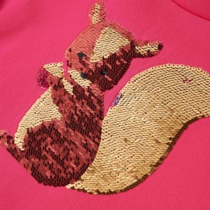 vidaXL Bluza dziecięca z wiewiórką z cekinów, jaskrawy róż, 116 4