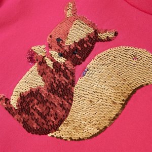 vidaXL Bluza dziecięca z wiewiórką z cekinów, jaskrawy róż, 92 4