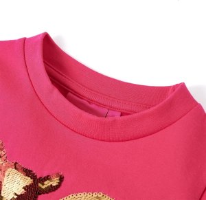 vidaXL Bluza dziecięca z wiewiórką z cekinów, jaskrawy róż, 104 3