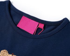 vidaXL Koszulka dziecięca z długimi rękawami, sowa z cekinów, granatowa, 104 3