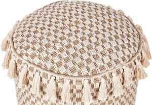 Beliani Puf pleciony ⌀ 50 cm beżowy PIRAK 2