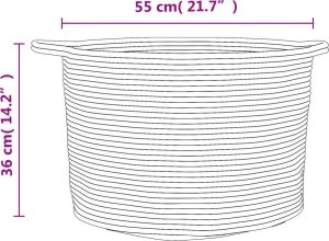 vidaXL Kosz na pranie, brązowo-biały, Ø55x36 cm, bawełna 9