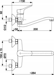 Bateria kuchenna KFA BATERIA MORRIS KUCHENNA, ŚCIENNA Z WYLOTEM 200 MM, CHROM 2