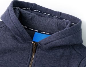 vidaXL Bluza dziecięca z kapturem i zapięciem na zamek, niebieski melanż, 116 3