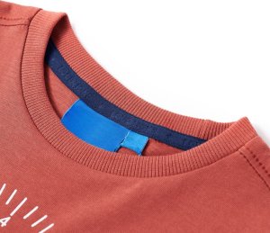 vidaXL Koszulka dziecięca z długimi rękawami, nadruk z motorem, henna, 104 3