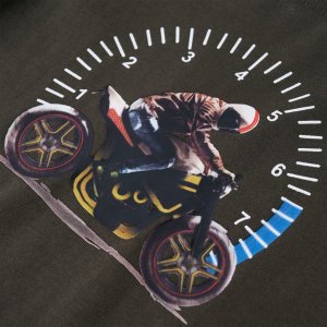 vidaXL Koszulka dziecięca z długimi rękawami, nadruk z motorem, khaki, 104 4