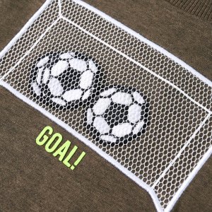 vidaXL Koszulka dziecięca z długimi rękawami, piłka nożna, melanż khaki, 128 4