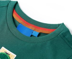 vidaXL Koszulka dziecięca z długimi rękawami, z autem, zielona, 140 3