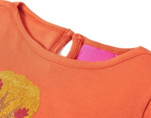 vidaXL Koszulka dziecięca z długimi rękawami, z misiem, palony pomarańcz, 128 3