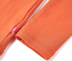 vidaXL Koszulka dziecięca z długimi rękawami, z misiem, palony pomarańcz, 128 5