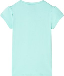 vidaXL Koszulka dziecięca, z kwiatowym nadrukiem, jasna mięta, 128 2