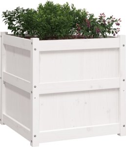 Skrzynia ogrodowa vidaXL Donica ogrodowa, biała, 60x60x60 cm, lite drewno sosnowe 4